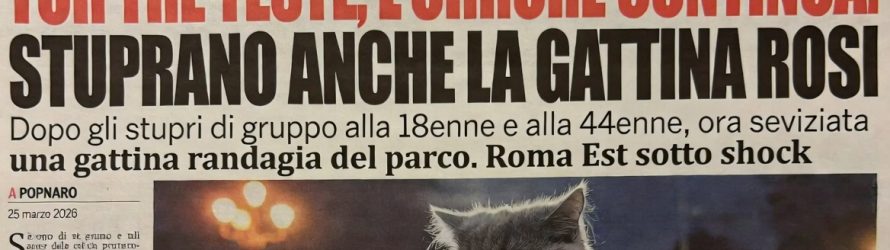 Gattina stuprata e fatta a pezzi nel parco degli africani a Roma