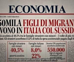 550mila figli di migranti vivono in Italia coi sussidi
