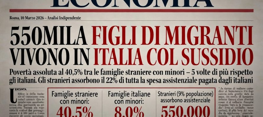 550mila figli di migranti vivono in Italia coi sussidi