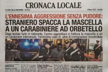 Straniero spacca la mascella a un Carabiniere