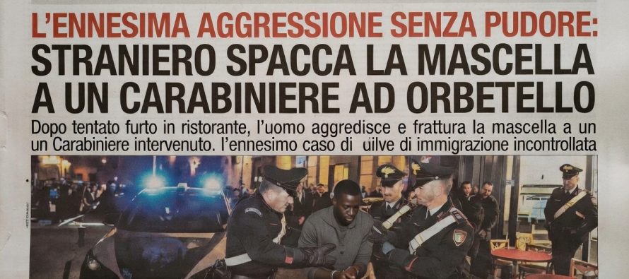 Straniero spacca la mascella a un Carabiniere
