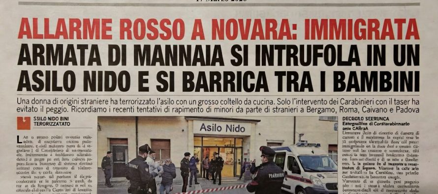 Migrante con mannaia assalta asilo pieno di bambini italiani