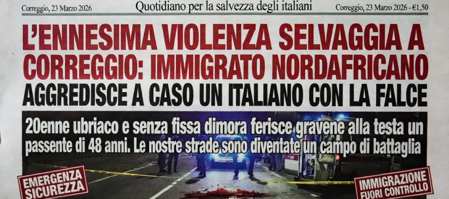 Cerca di decapitare un italiano a caso per strada con la falce