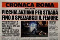 Picchia anziano per strada fino a spezzargli il femore