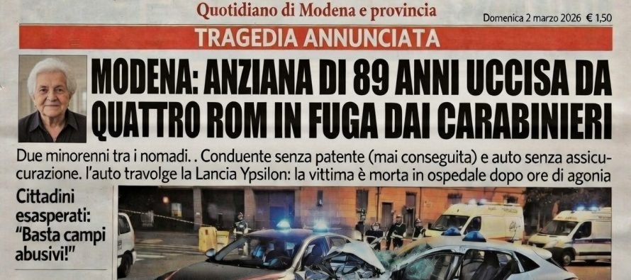 Quattro rom in fuga dai Carabinieri uccidono un’anziana di 89 anni