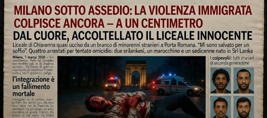 A terra in un lago di sangue e gli immigrati infieriscono a coltellate