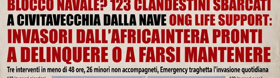 ONG sbarca altri 123 clandestini a Civitavecchia