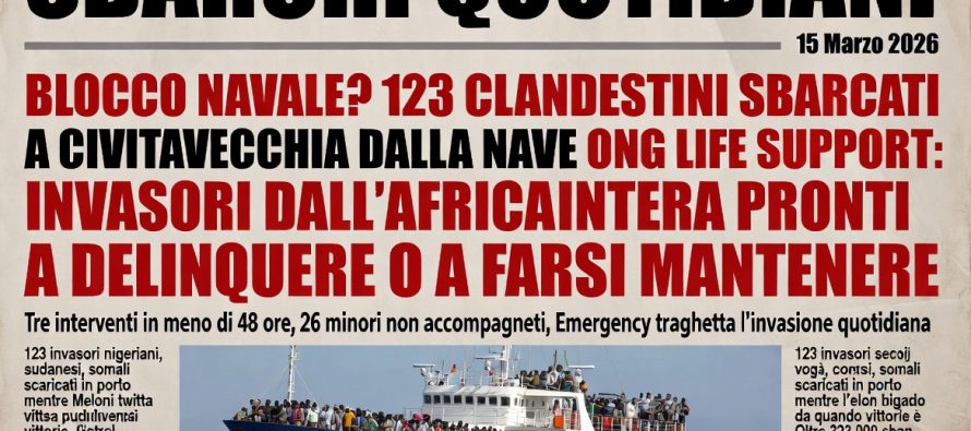 ONG sbarca altri 123 clandestini a Civitavecchia