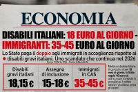 Il doppio agli immigrati rispetto ai disabili gravi italiani