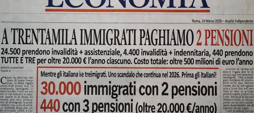 A 30mila immigrati paghiamo 2 pensioni: 1.700 euro al mese