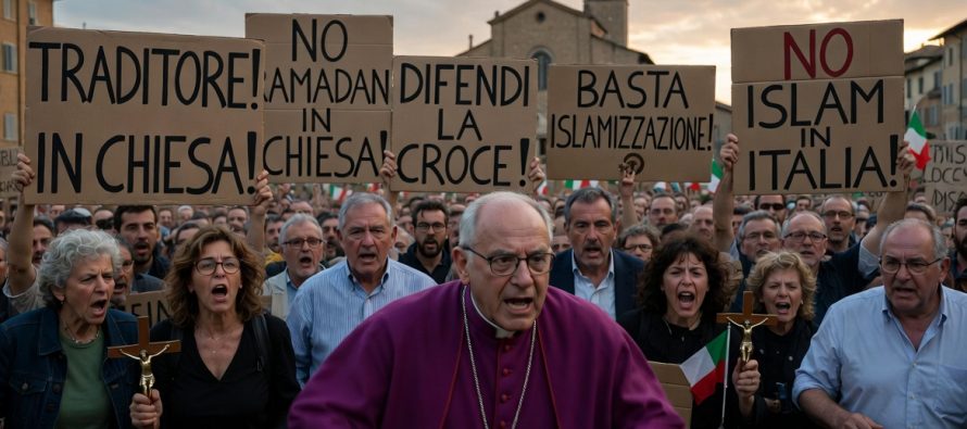 Fedeli contro il vescovo che ha dato la chiesa ai musulmani per il Ramadan : “Traditore”